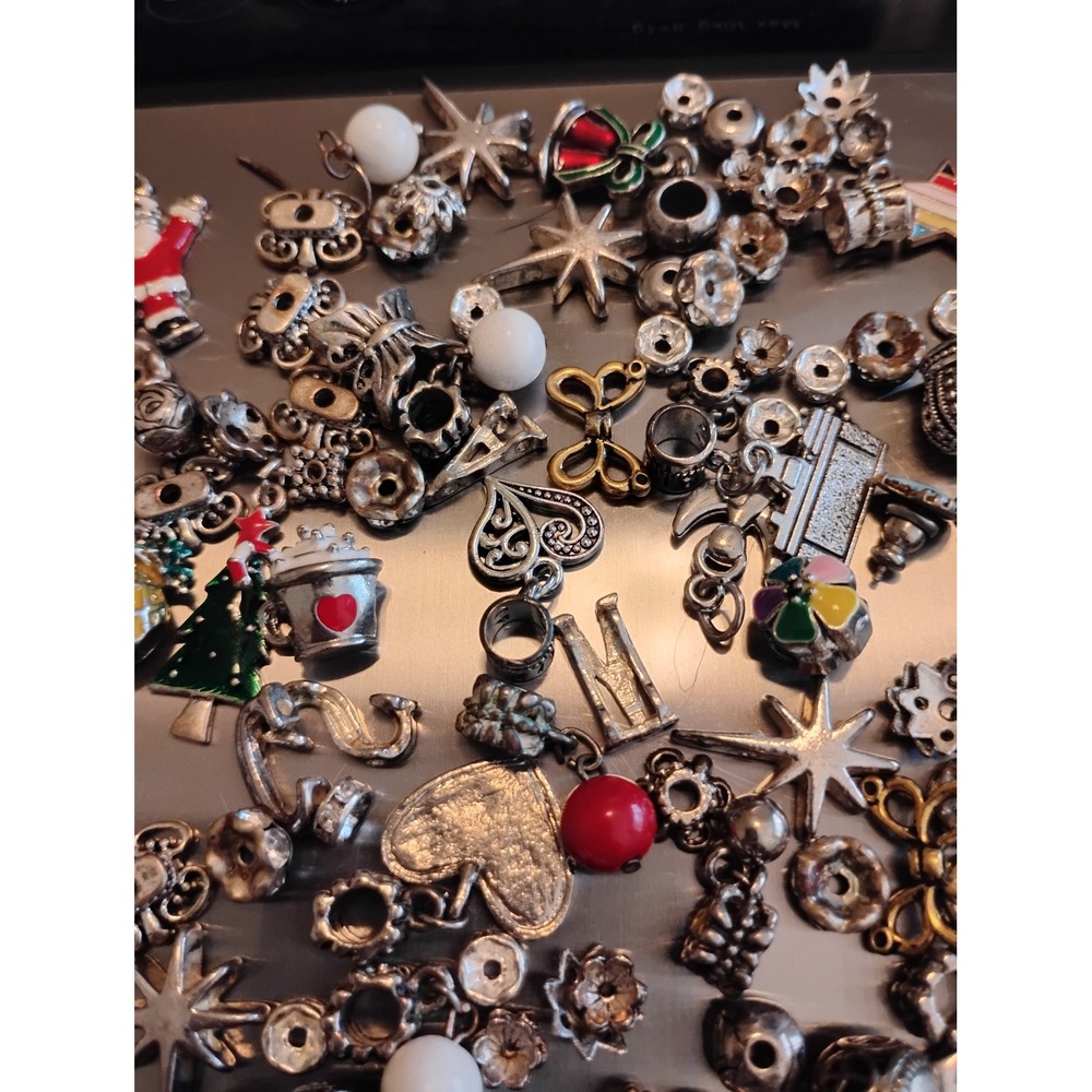 110pc Bulk Charm Beads Lot Mixed  Enamel jewelry bundle costume charms beads 🌸